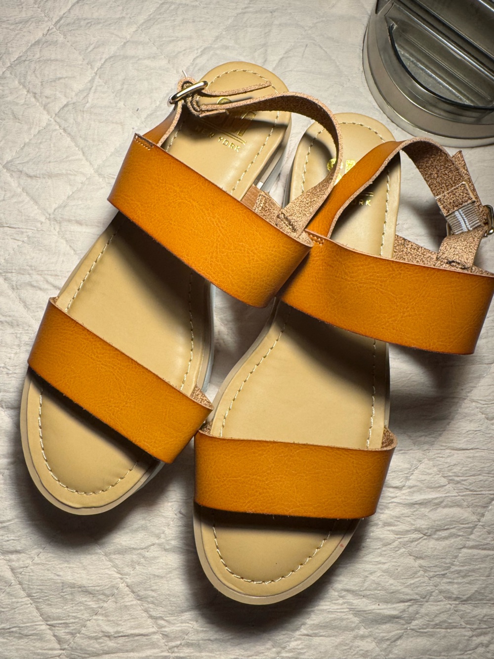 SM New York Women's Amber Double-Strap Slide Sandals